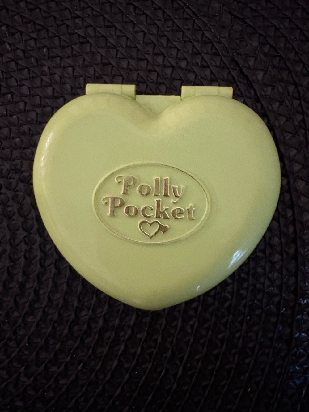 Rare Vintage Original Polly Pocket Lime Green Heart Compact - horse farm